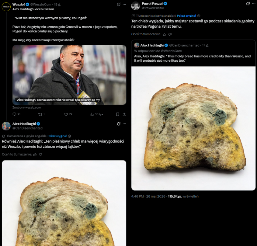 HIT! Właściciel Pogoni na wpis Weszło odpowiada SPLEŚNIAŁYM CHLEBEM i... ZACZYNA SIĘ! XD